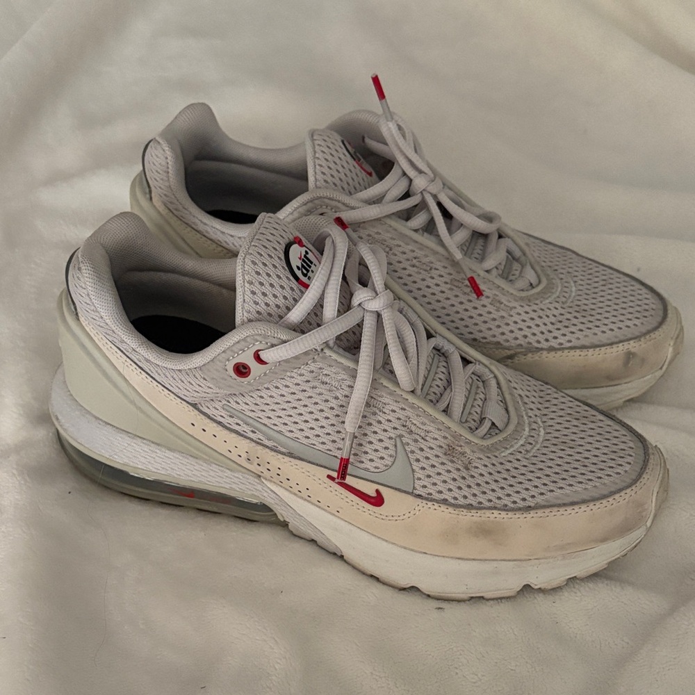 Nike White and Red Mesh Sneakers